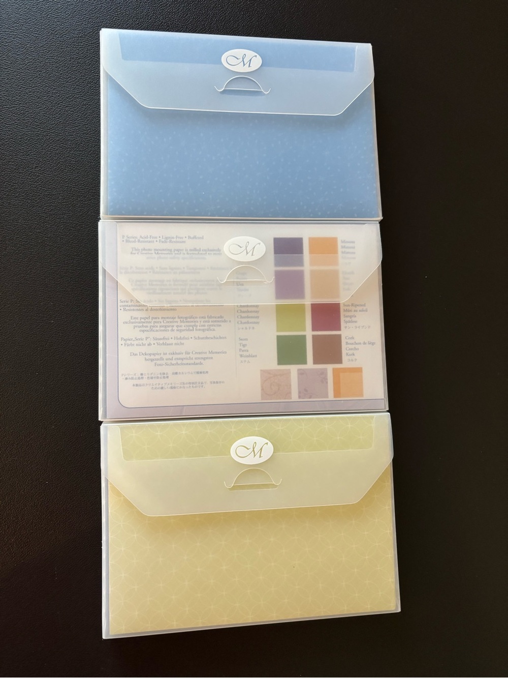 Creative Memories Color Card Set - Pastel Blue Green Pink Yellow Peach Purple - Picture 2 of 2